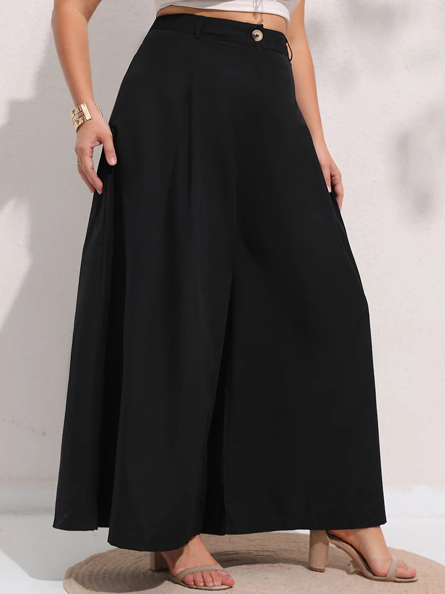 Plus Size High Waist Wide Leg Pants