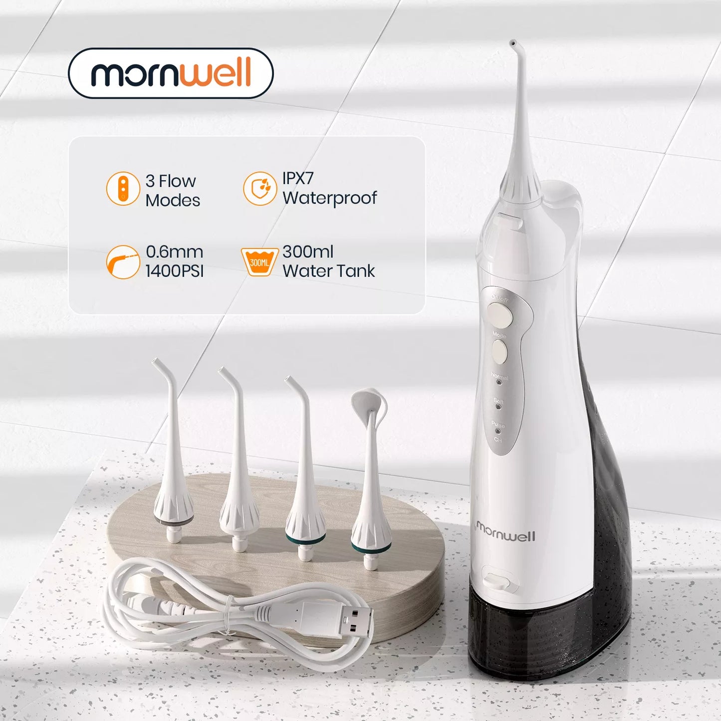 USB Rechargeable Oral Irrigator  with 300ML Water Tank