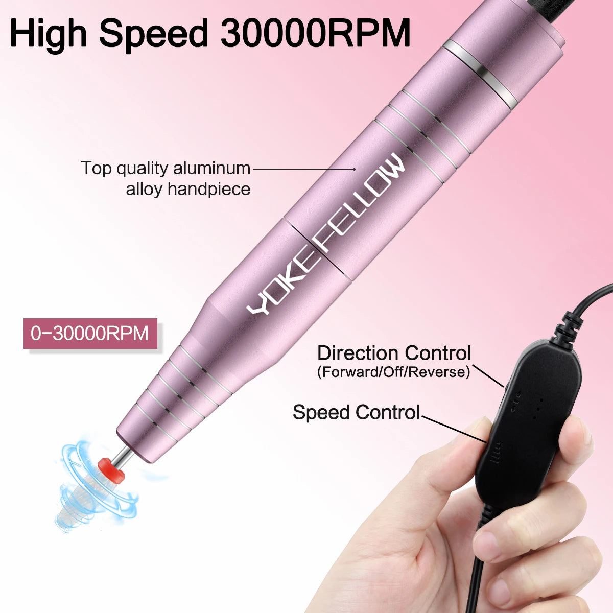 Electric Nail Drill Machine For Manicure and Pedicure With Ceramic Nail Drill Bit Set