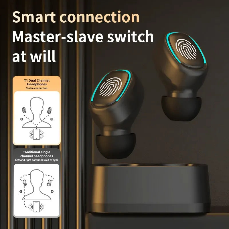 Wireless Bluetooth Headset Touch Light Mini High Quality Earplugs Anti Sweat HD Sound Quality Stereo Universal Headset