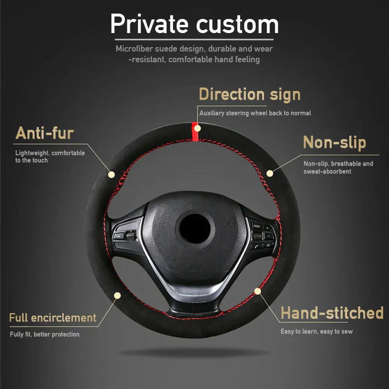 Premium Universal Fur Steering Wheel Cover with Needles and Thread