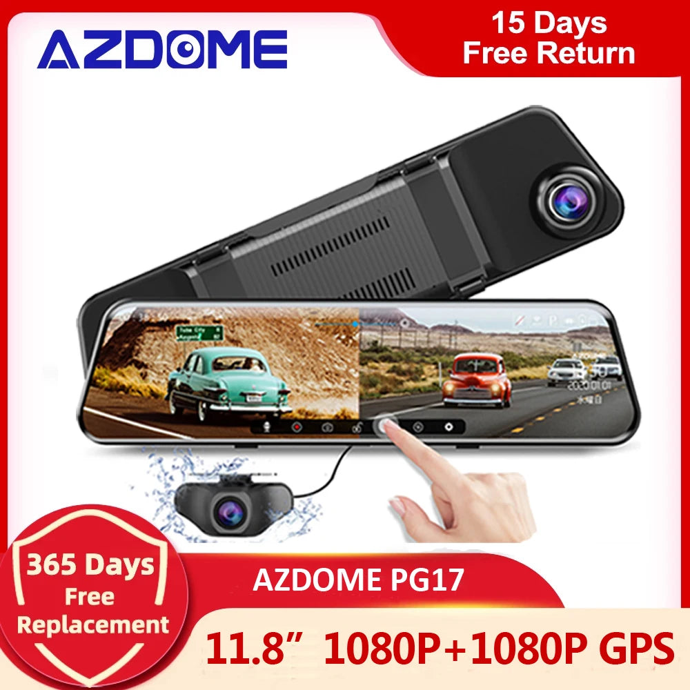 11.8-inch Touch Screen 1080P Dual Cam Car Mirror