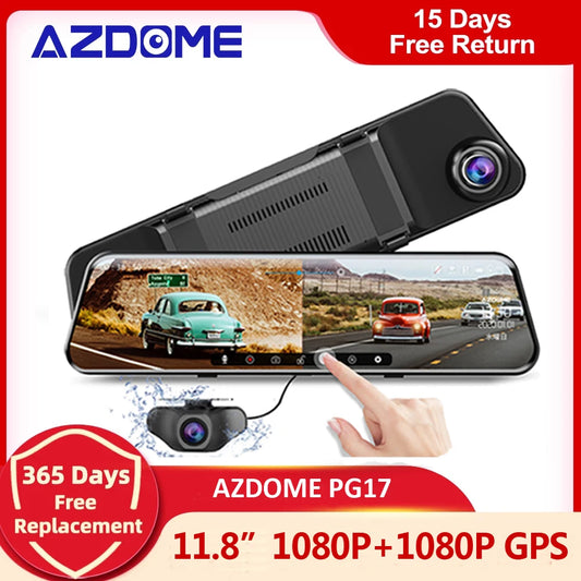 11.8-inch Touch Screen 1080P Dual Cam Car Mirror