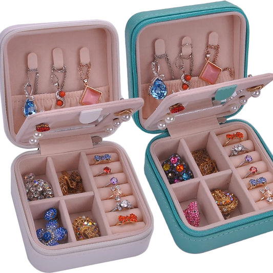 Portable Leather Jewelry Box Organizer for Travelling