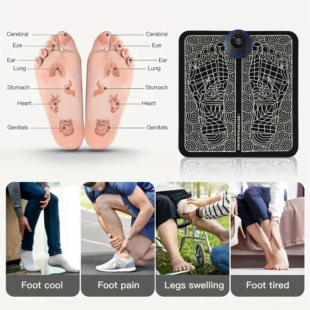 EMS Electric Foot Massager Pad Relief Pain Relax Feet Acupoints Massage Mat Shock Muscle Stimulation Improve Blood Circulation