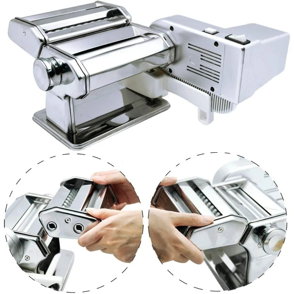 2023 New Shule Electric Ravioli Pasta Maker with Motor Automatic Pasta Machine with Hand Crank and Multifunctional Rollers