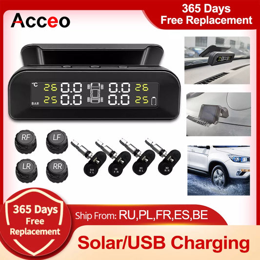 Smart Car Tire Pressure Alarm Monitor System with 4 Sensors