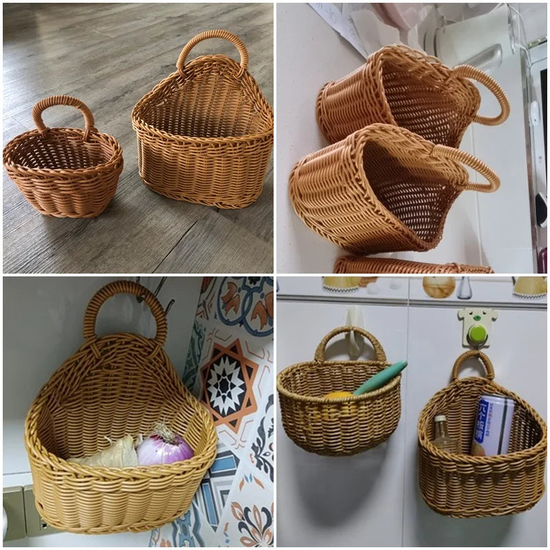 Woven Hanging Kitchen Storage Basket with Handle