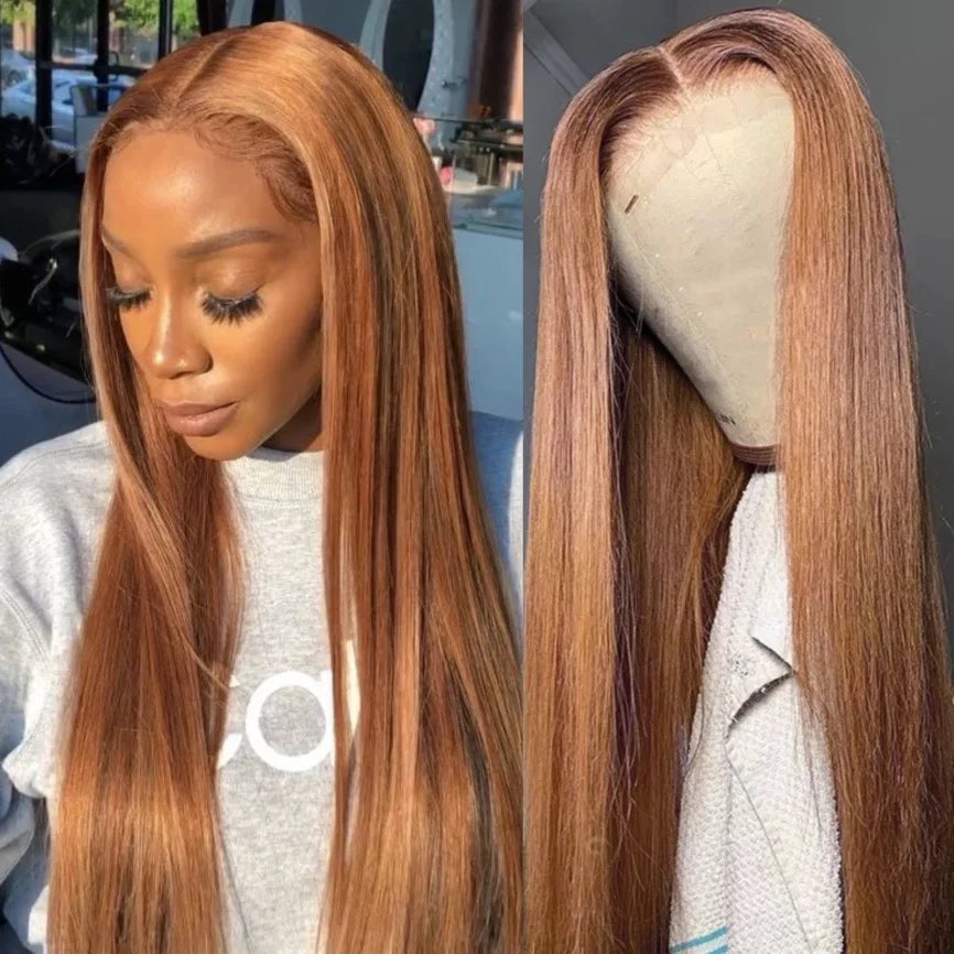 Straight Synthetic Ginger Brown Wig with Baby Hair