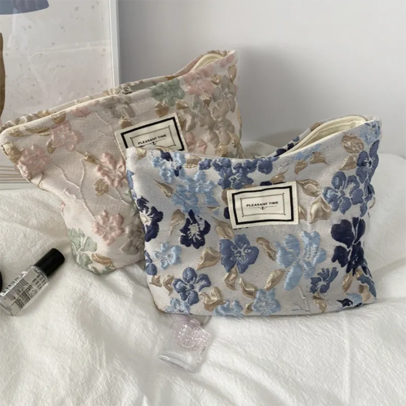 Floral Embroidery  Cosmetic Pouch/Bag Organizer