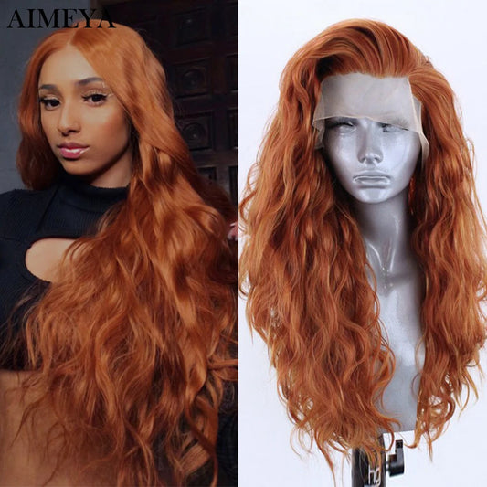 Ginger Synthetic Long Wavy Lace Front Wig for Black Women