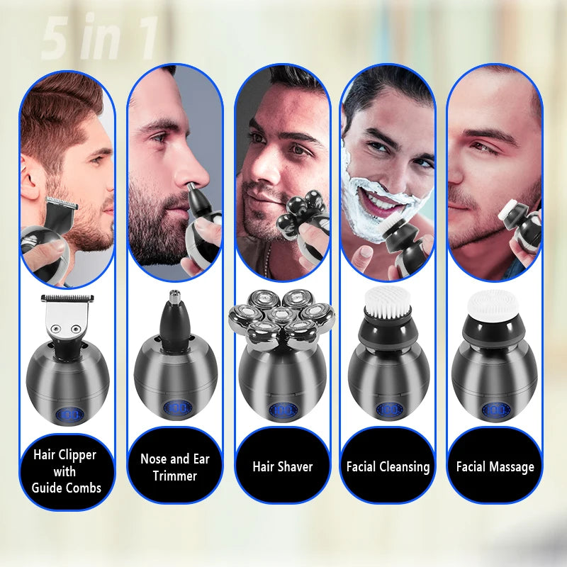 5-in-1 Electric Head Shaver for Bald Men