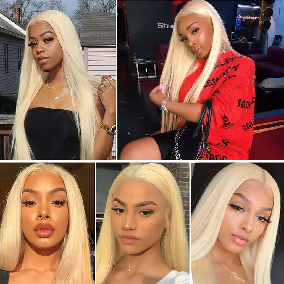 Blonde Silk Straight Synthetic Lace Front Wig