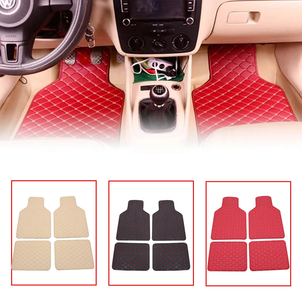 4Pcs Universal Car PU Leather Floor Mats