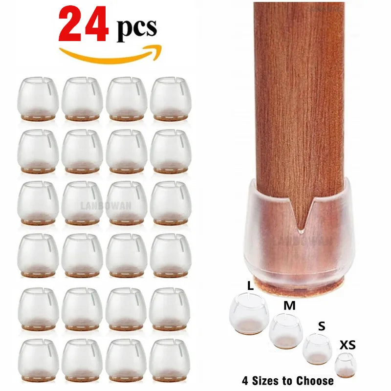 24pcs Silicone Chair Leg Protectors with Feet Pads