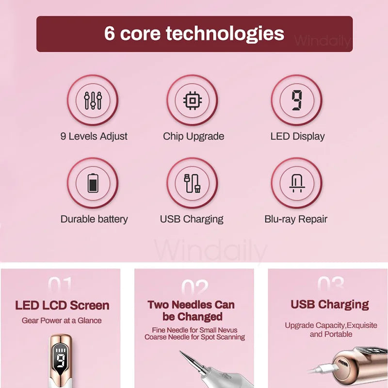 LCD Laser Plasma Pen for Skin Tag Remover Kit