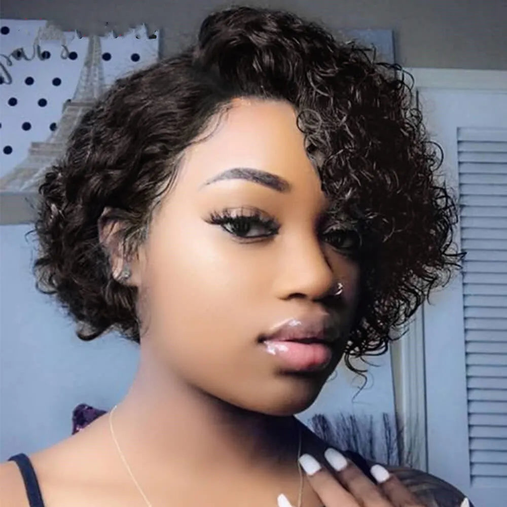 Short Kinky No Lace Front Human Hair Wig