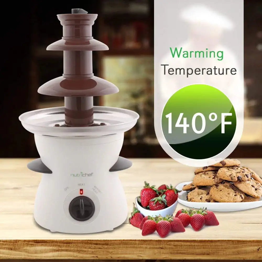 3-Tier Electric Chocolate Fountain Dipping Warmer Machine Compact Countertop Stainless Steel 16Oz Kitchen