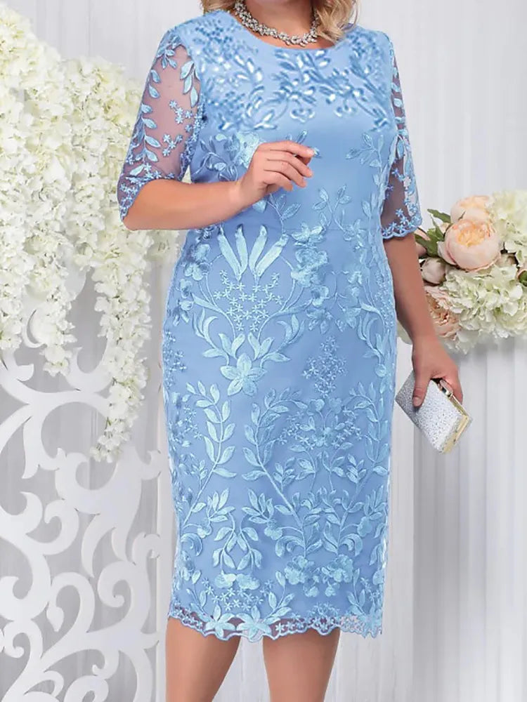 Floral Lace Prom Plus Size Party Dress