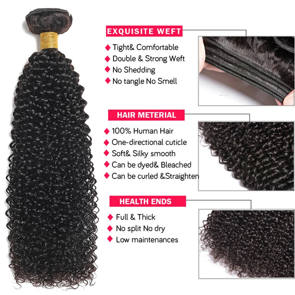 1/3/4 PCS Human Hair Extensions Indian Curly Bundles