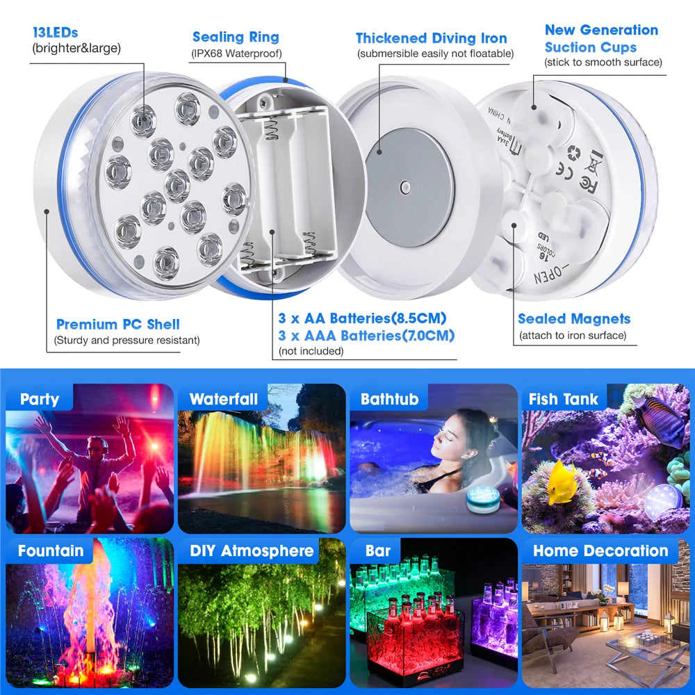 Updated Submersible LED Lights with Remote