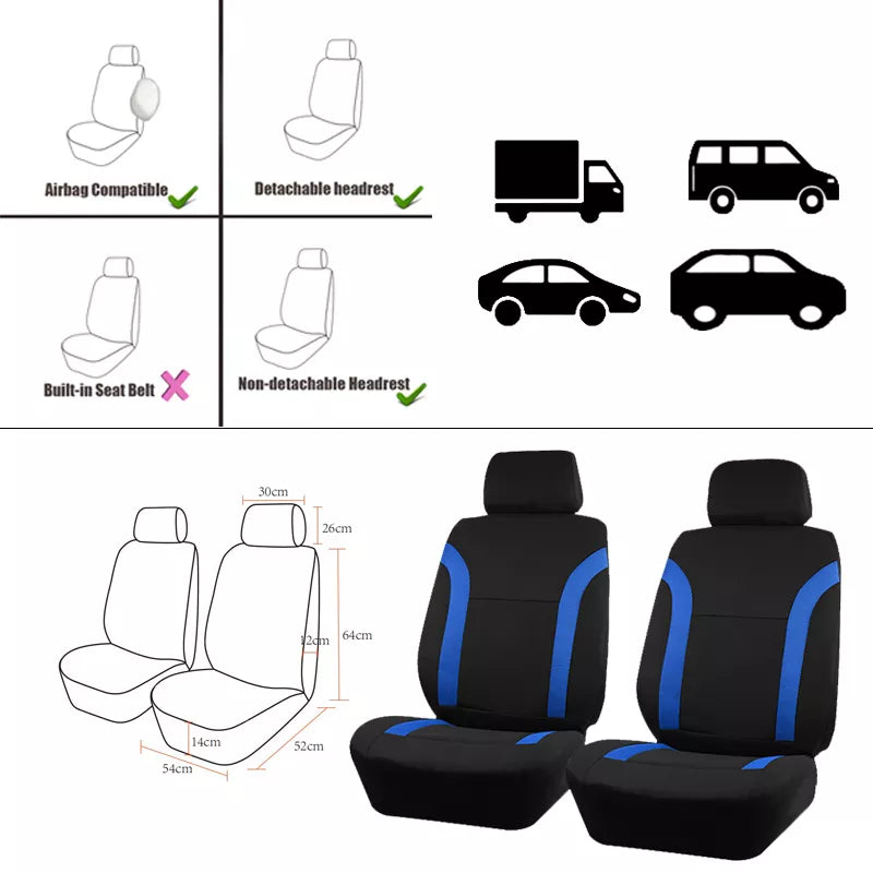 Fabric Bicolor Universal Polyester Car Seat Cover Set