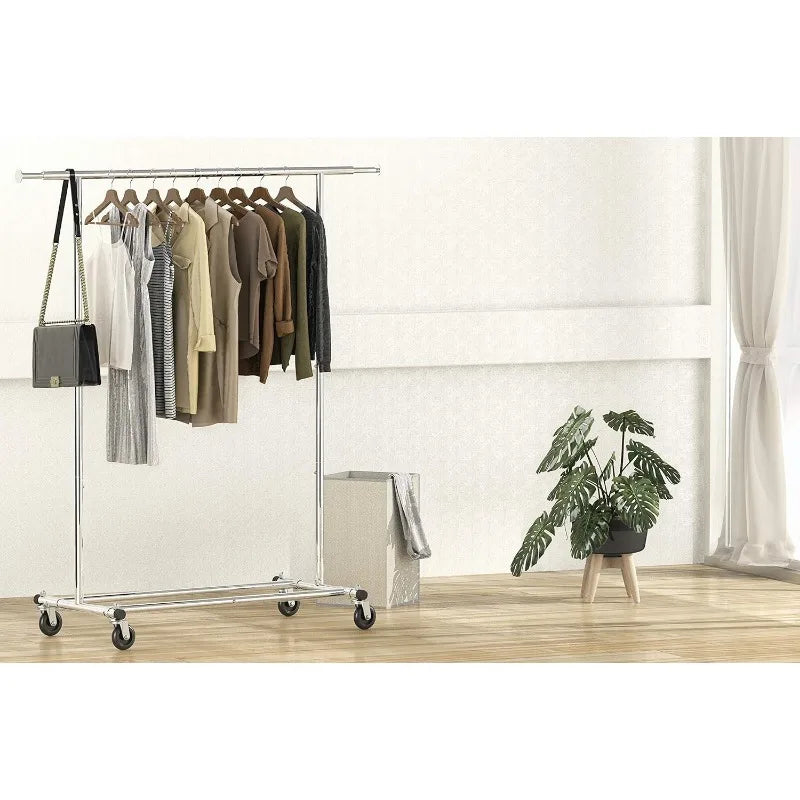 Simple Houseware Heavy Duty Clothing Garment Rack, (Chrome/Black)optional