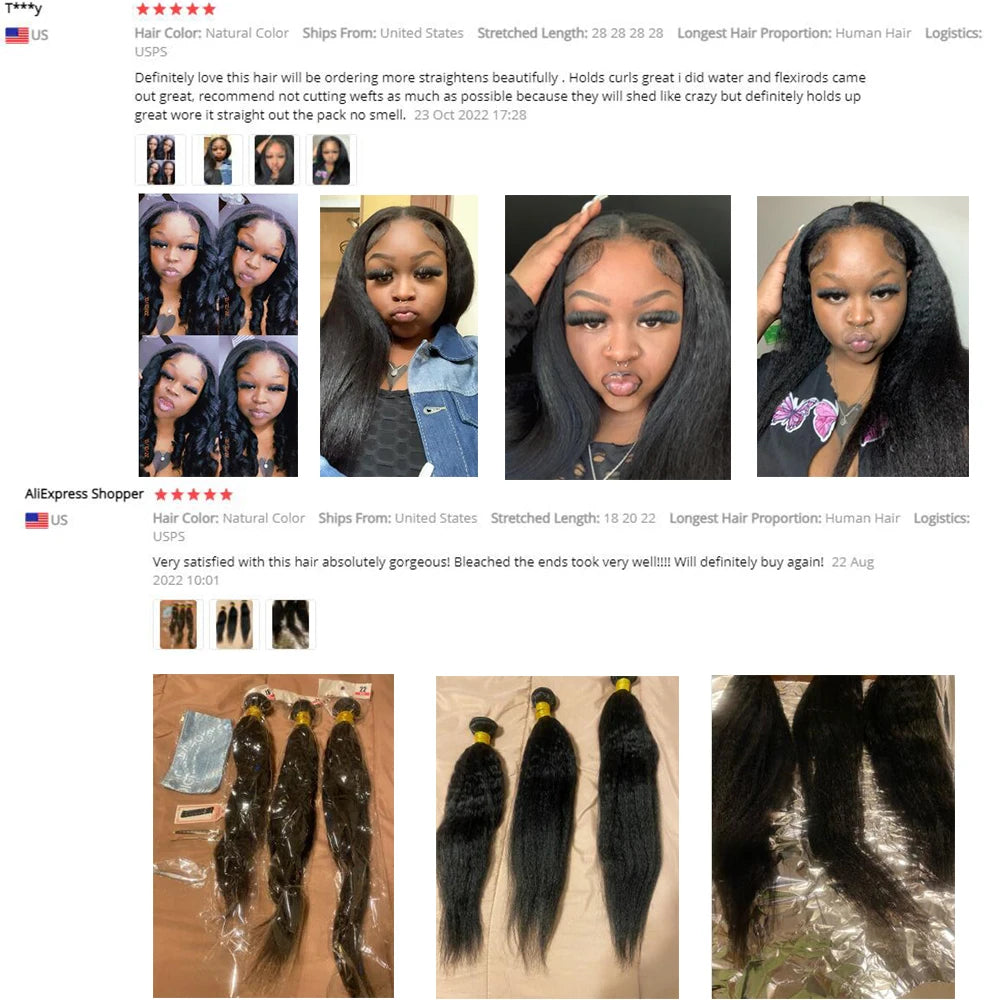 1/3/4 PCS Kinky Straight Human Hair Bundles