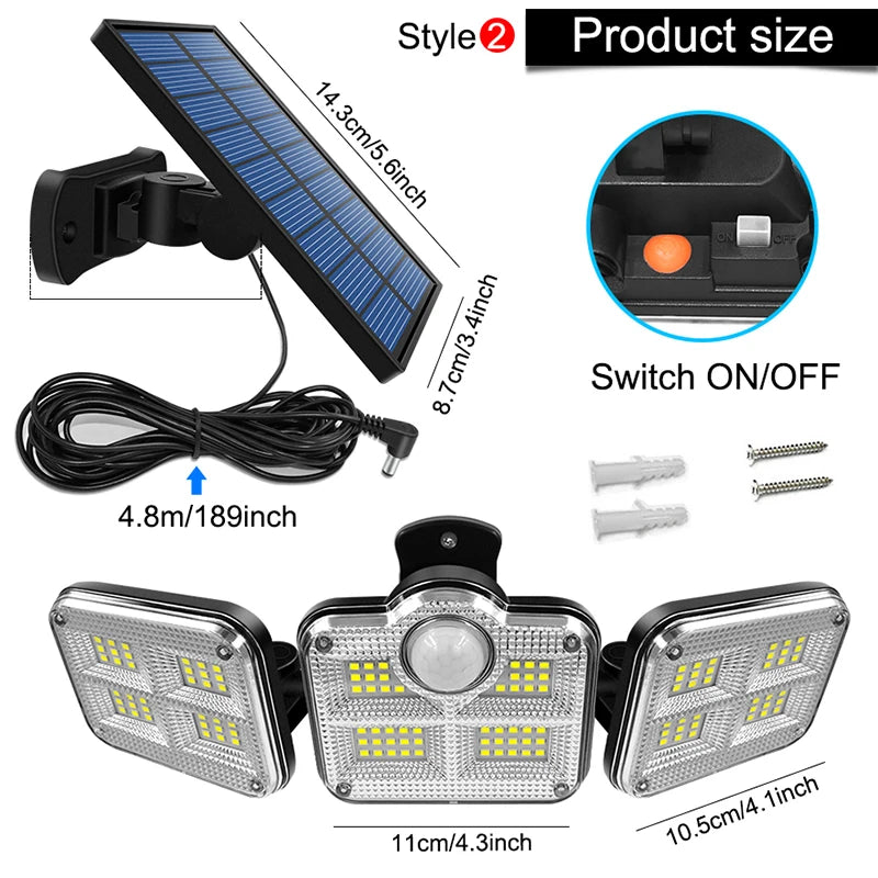 20W Super Bright Solar Lights With Adjustable Head Wide Lighting Angle