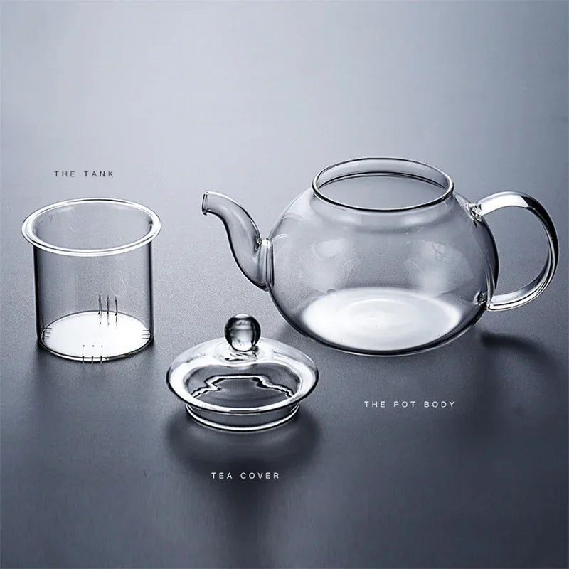 400ml/1000ml Filterable Heat-resistant Thickened Glass Teapot High Borosilicate Glass Flower Tea Pot Heatable Glass Tea Set