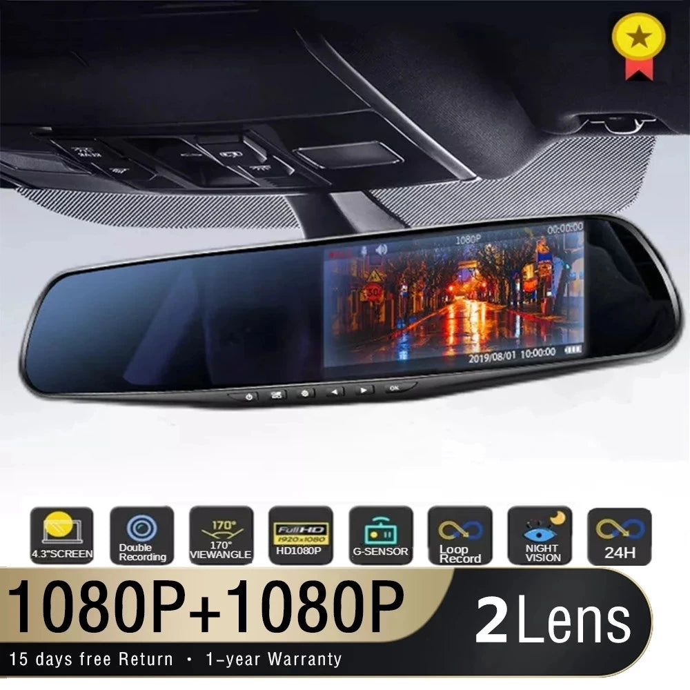 4.3-Inch Driving Recorder Car DVR with Dual Lens