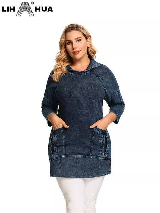 Casual Long Style Plus Size Denim Jacket