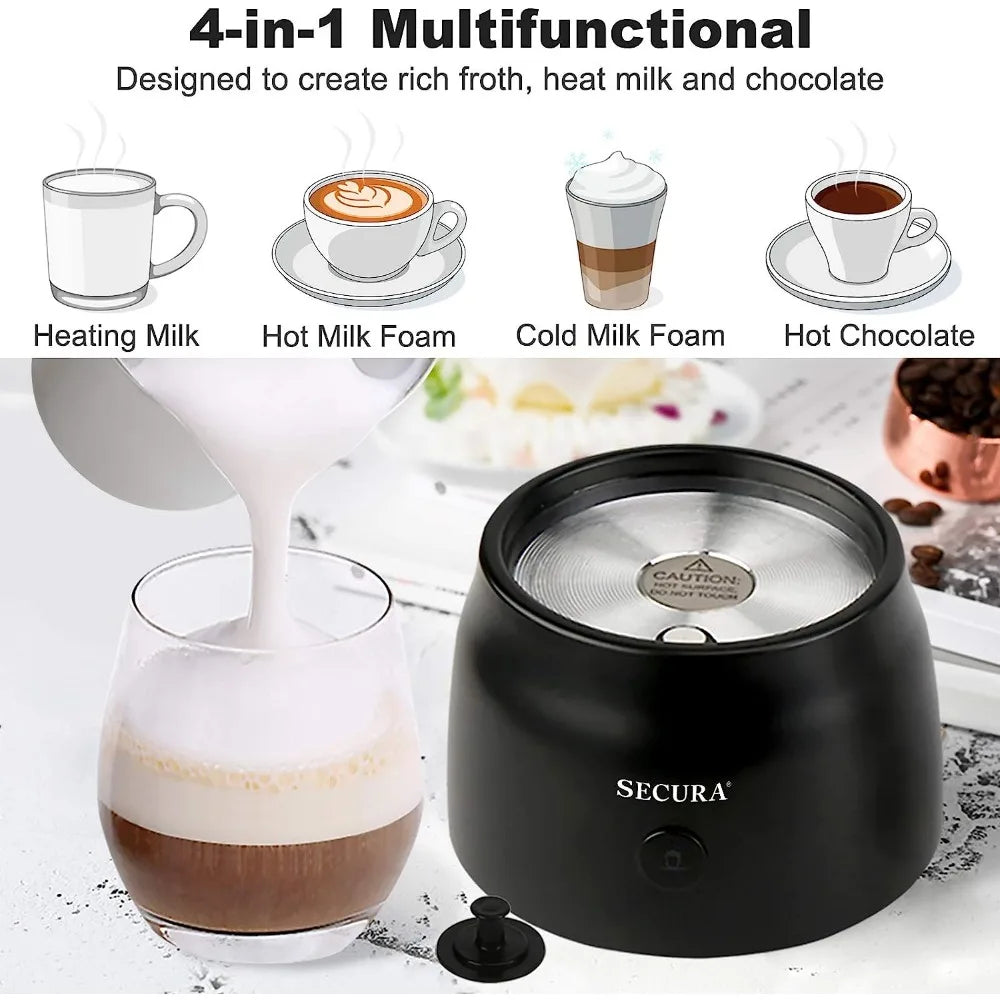 2023 New Secura Detachable Milk Frother, 17oz Electric Milk Steamer Stainless Steel, Automatic Hot/Cold Foam Maker