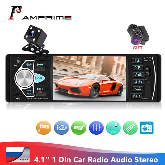 4.1-inch Bluetooth-supported rear view camera and car radio