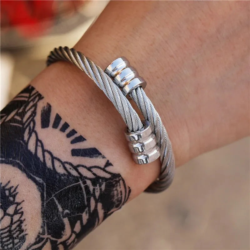 Personality Charm Men's Cylindrical Head Titanium Steel Bracelet Bangle No Fade Color Simple Hand Jewelry Party Accessories