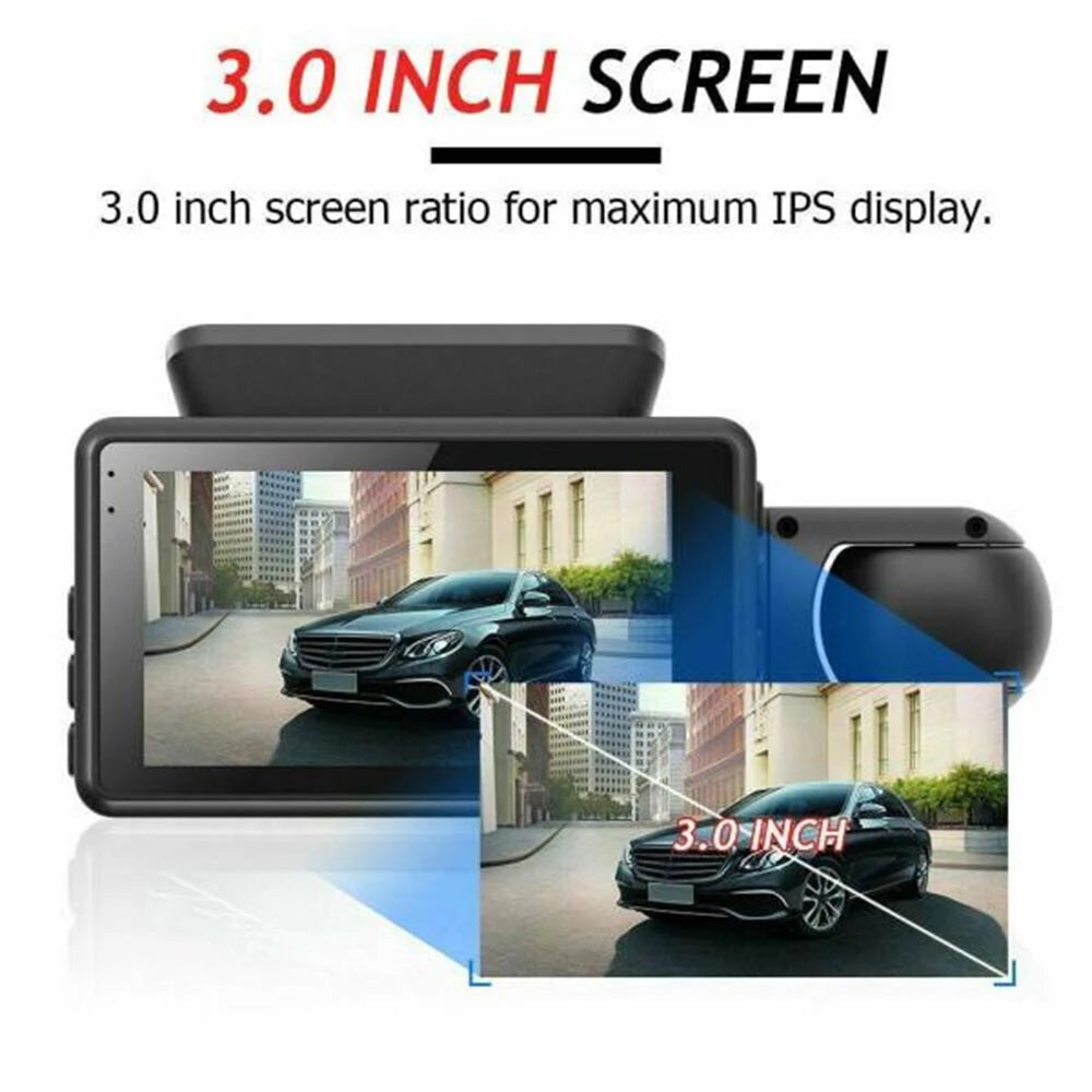 HD Dual Camera Dashcam with Wide Angle and Night Vision