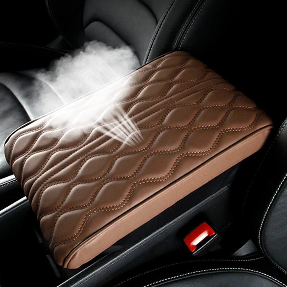 Wave Embroider PU Leather Car Armrest Cover Pad