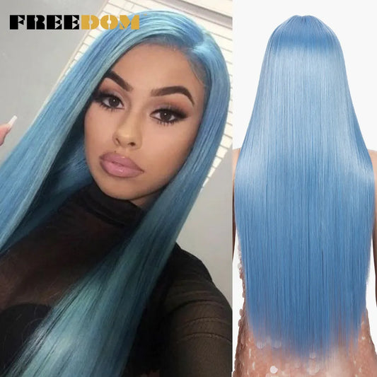 Synthetic Lace Wig 30 Inch Long Straight For Black Women