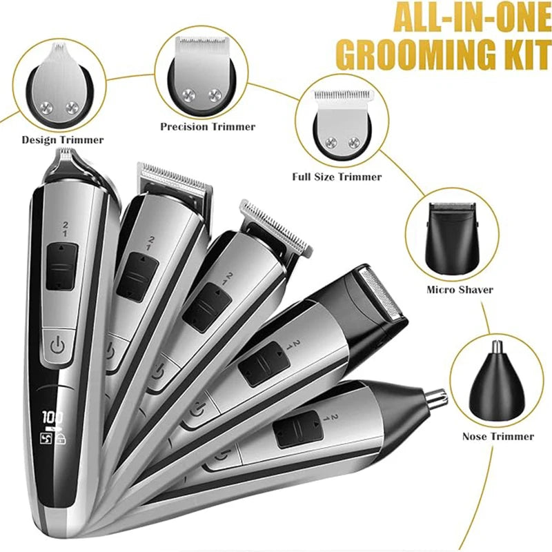 Kemei Hair Trimmer Electric Hair Clipper Beauty Kit Multifunction Shaver Beard Trimmer Cordless Cutting Machine LCD Display 5