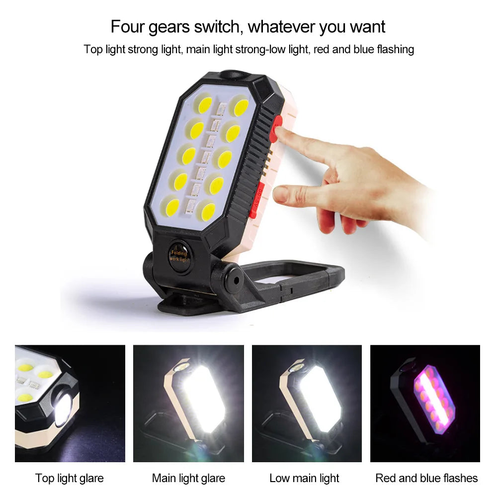 Magnetic Rechargeable LED Portable  Flashlight with Power Display