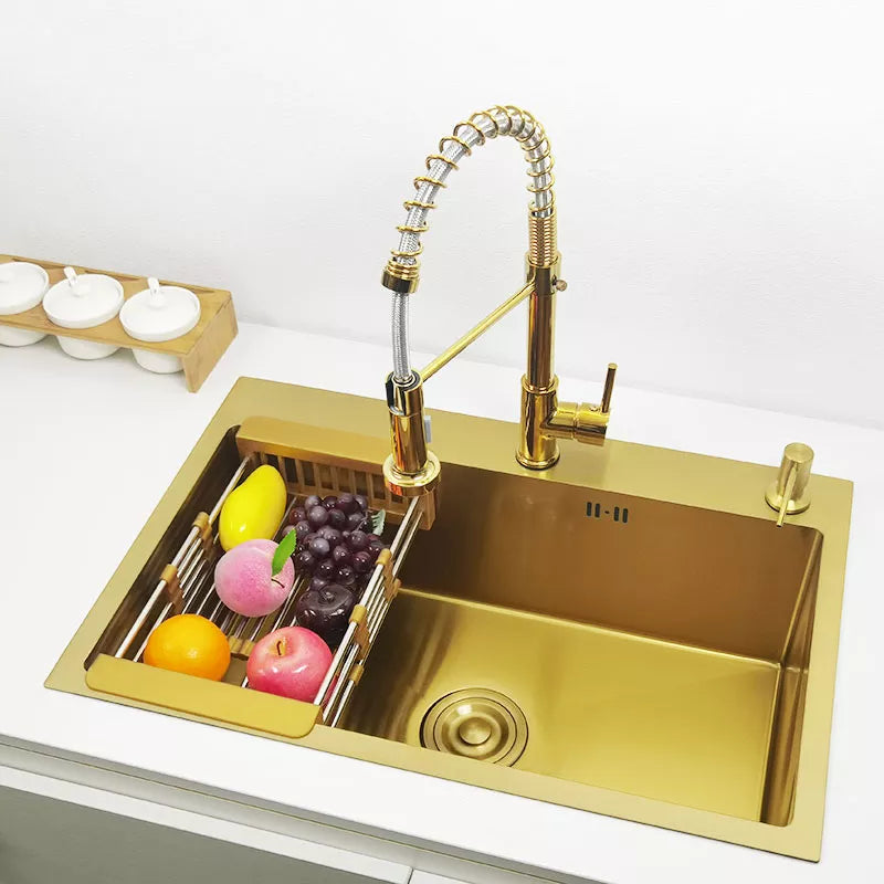 Kitchen  Stainless Steel  Gold Single Sink Bowl