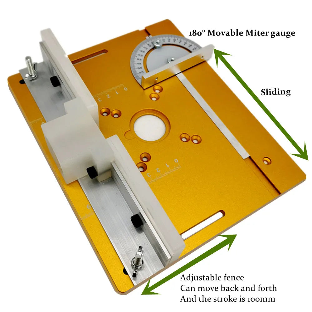 Aluminum Router Table Insert Plate W/ Miter Gauge for Woodworking Benches