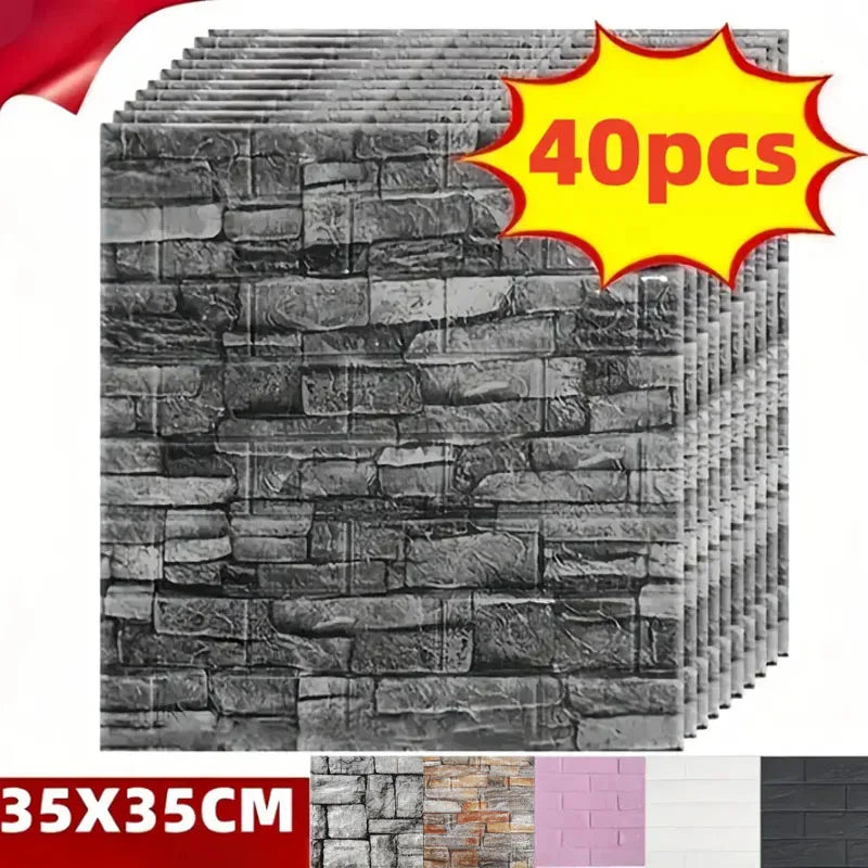 15pcs/20pcs/40pcs DIY 3D Simple Brick Pattern Wall Stickers,Thickened, Sound-proof,Waterproof,Moisture-proof