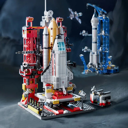 Launch Center Lunar Lander Model Building Blocks Spaceship Spaceport Figure Shuttle Rocket Bricks Construction Toys