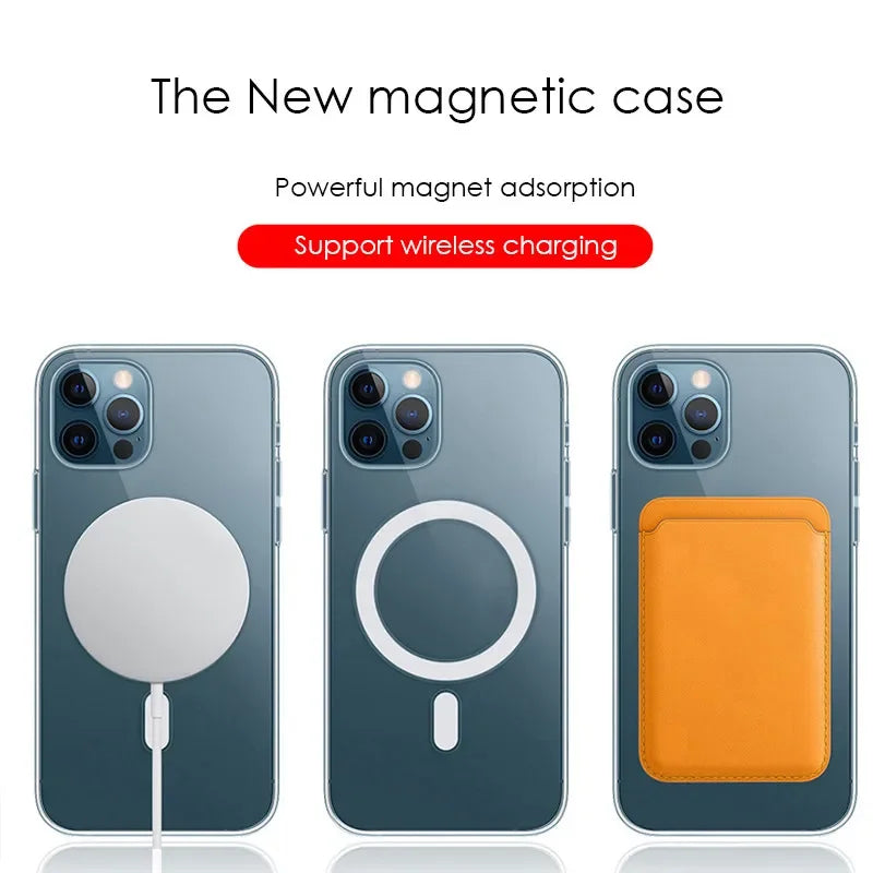 Ultra Clear Magnetic Circle Magsafing Case For iPhone 15 14 13 12 11 Pro Max iPhone Magnetic Magsafe Cases Shockproof