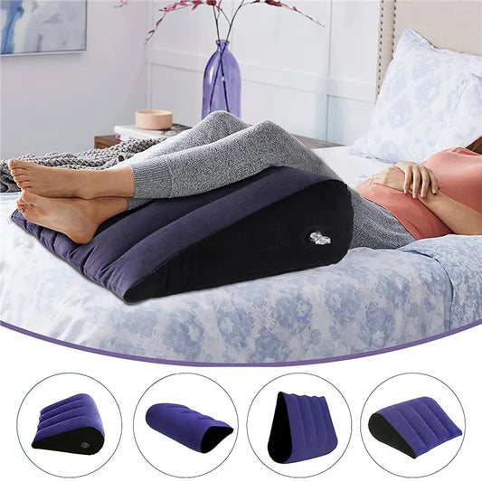 Inflatable Travel Pillow Multifunctional Body Pillow Lumbar Yoga Pillow Travel Positions Support Air Cushion Triangular Pillow