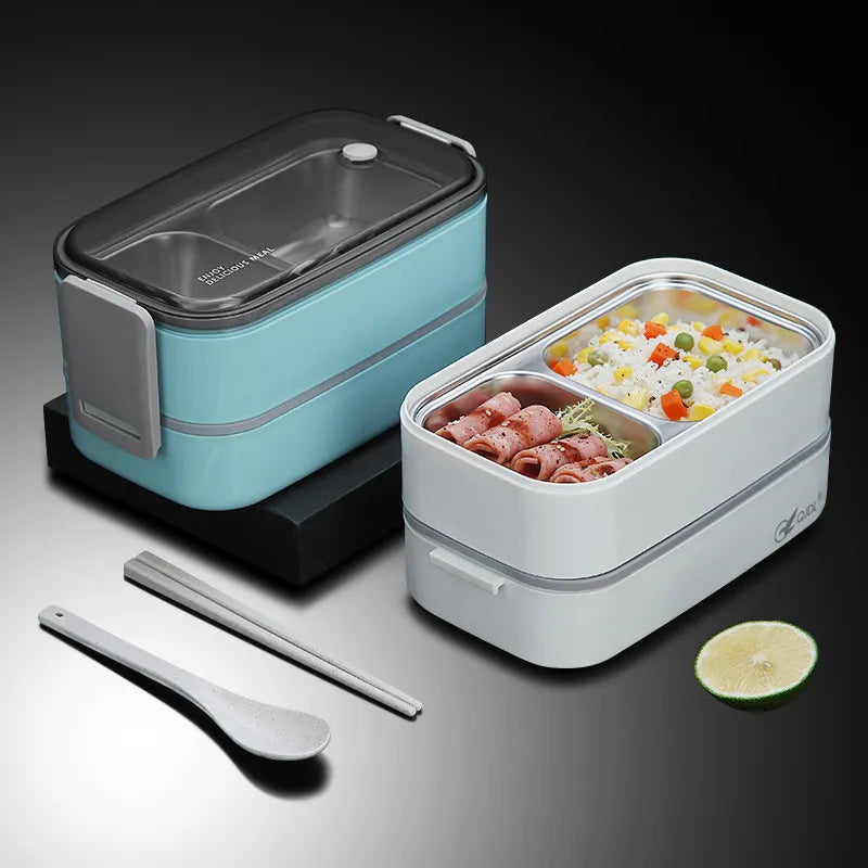 1/2 Layers  Microwavable stainless steel lunch box with Grids