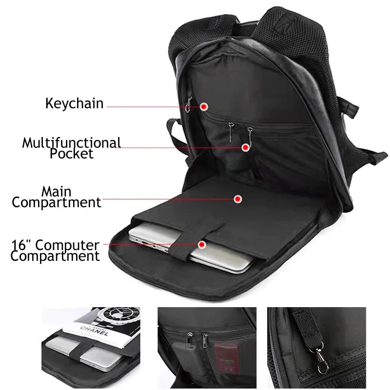 Leather Travel Laptop Backpacks with USB Charger port