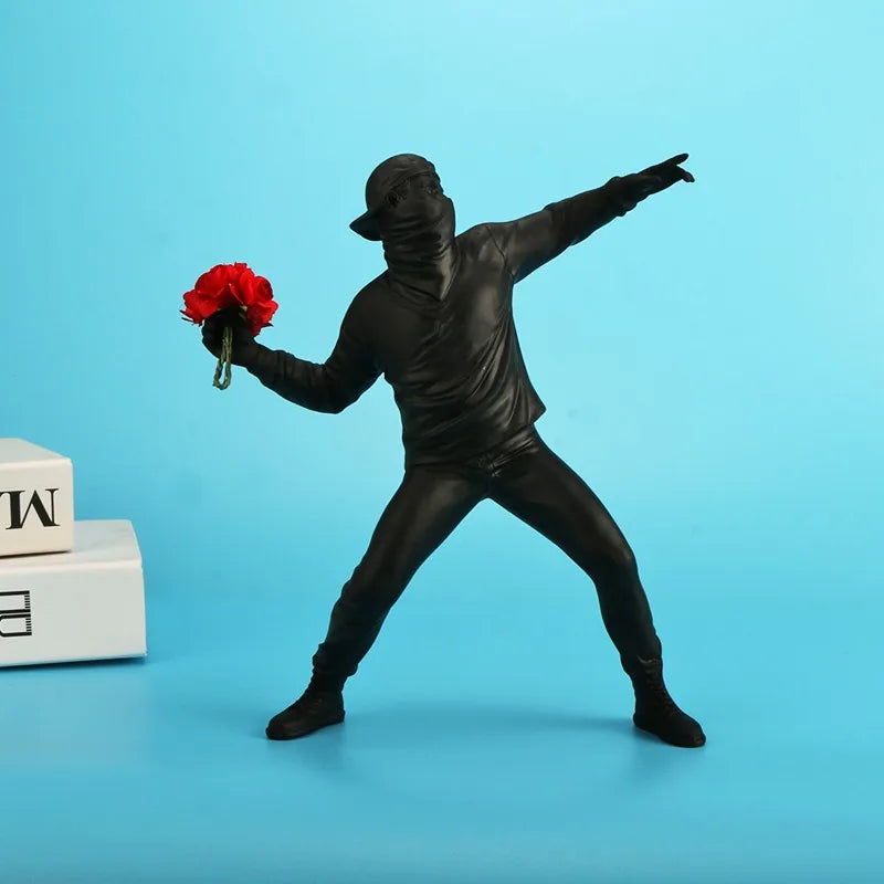 Resin Banksy Flower Thrower Sculptures Figurine