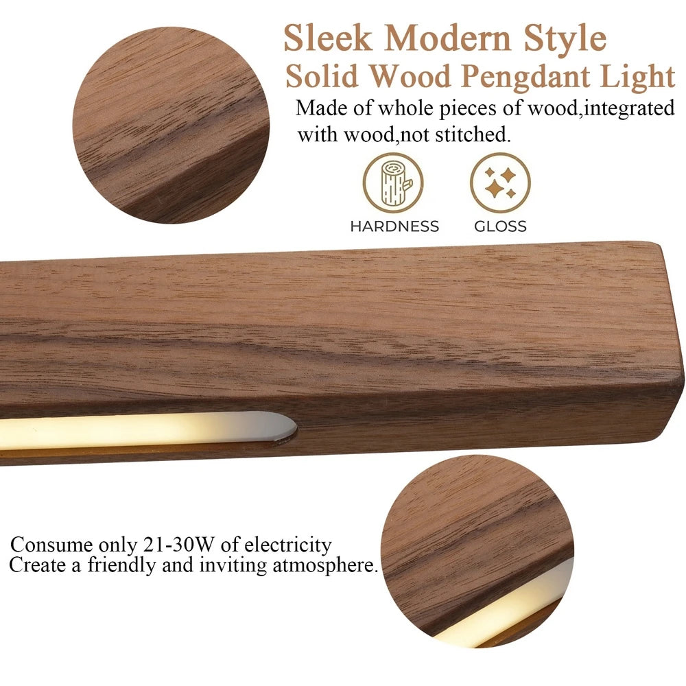 Wooden LED Long Linear Pendant Lights